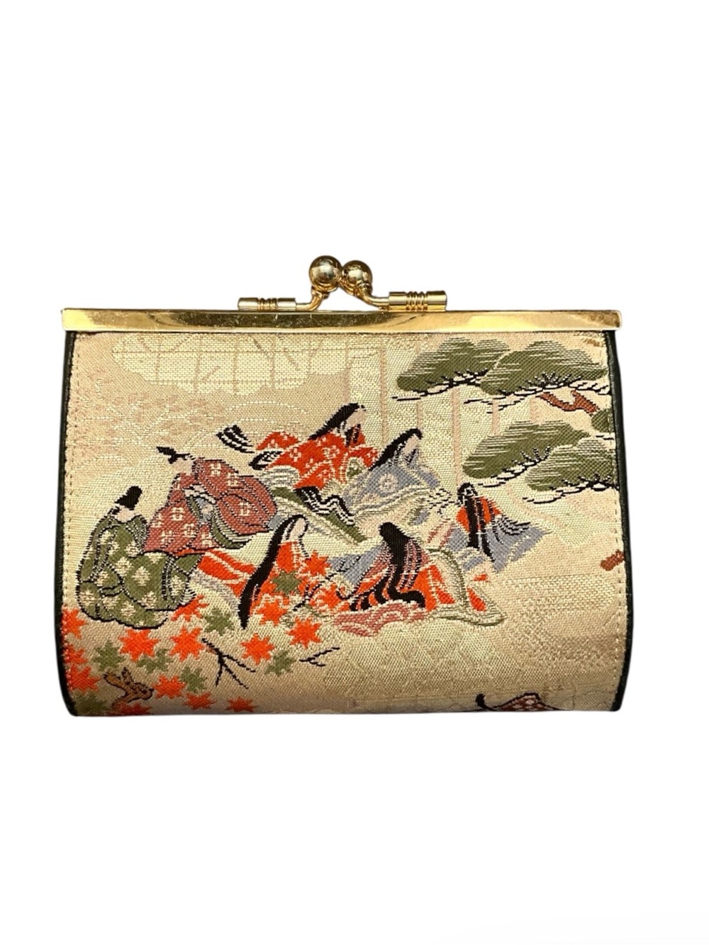 Japanese Coin Purse Nishijin Ori Silk Brocade Fabric metallic Gold Base